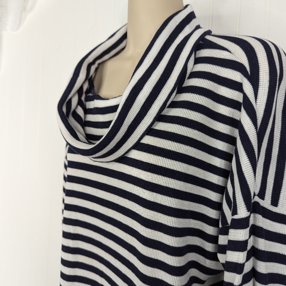 GAP Waffle Knit Striped Cowl Neck Thermal Top Sz L - Picture 6 of 14